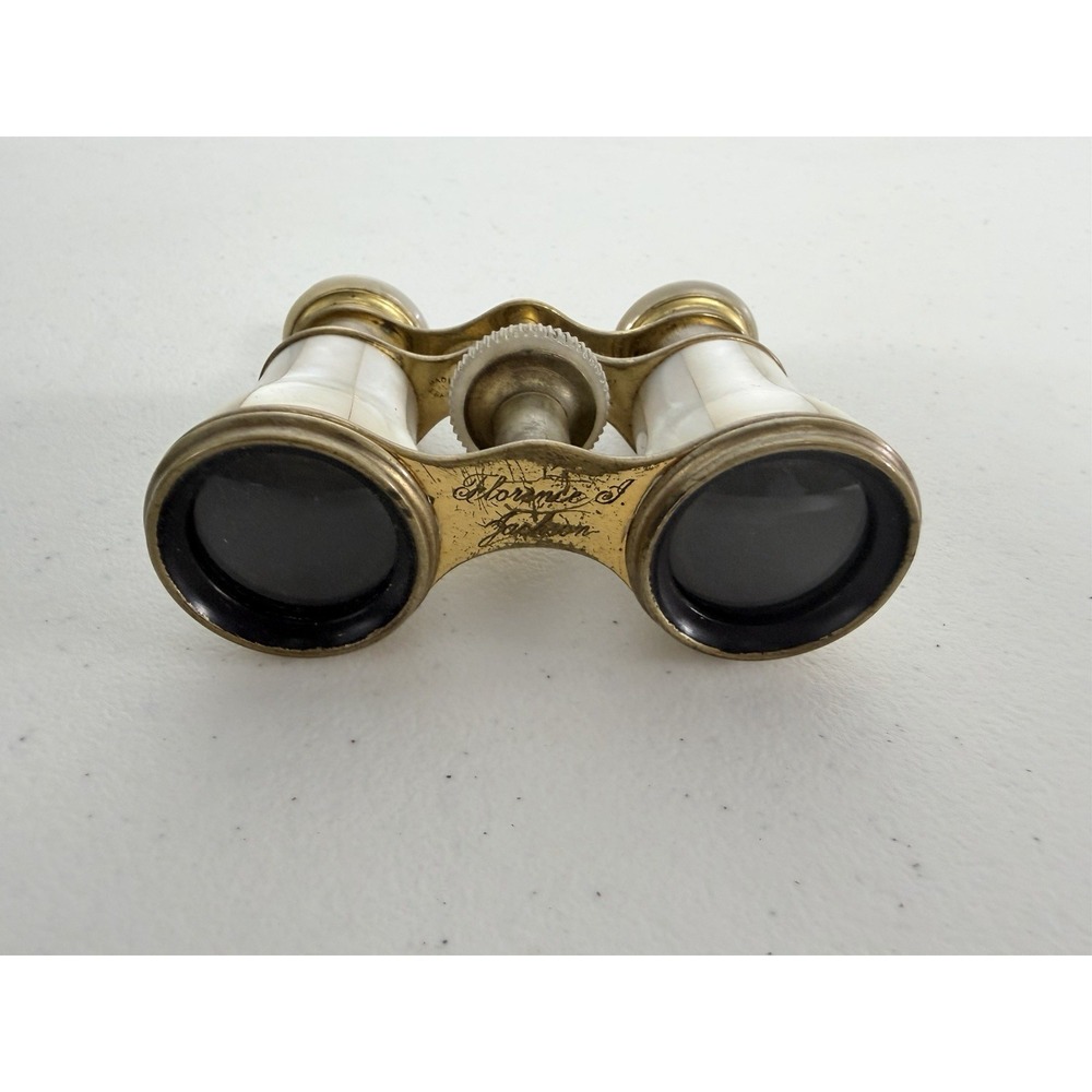 Antique Lemaire Fabt. Paris Mother of Pearl & Brass Opera Glasses / Binoculars